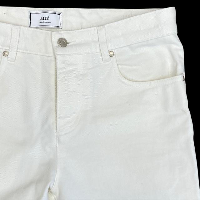 AMI PARIS アミパリス アミ ボトムス パンツ 長ズボン デニム コットン ホワイト 白【表記サイズ：30】