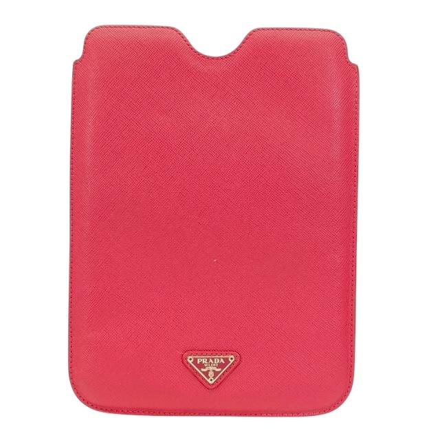PRADA プラダ アイパッドケース iPad mini タブレットケース 小物 トライアングルロゴ レザー ピンク