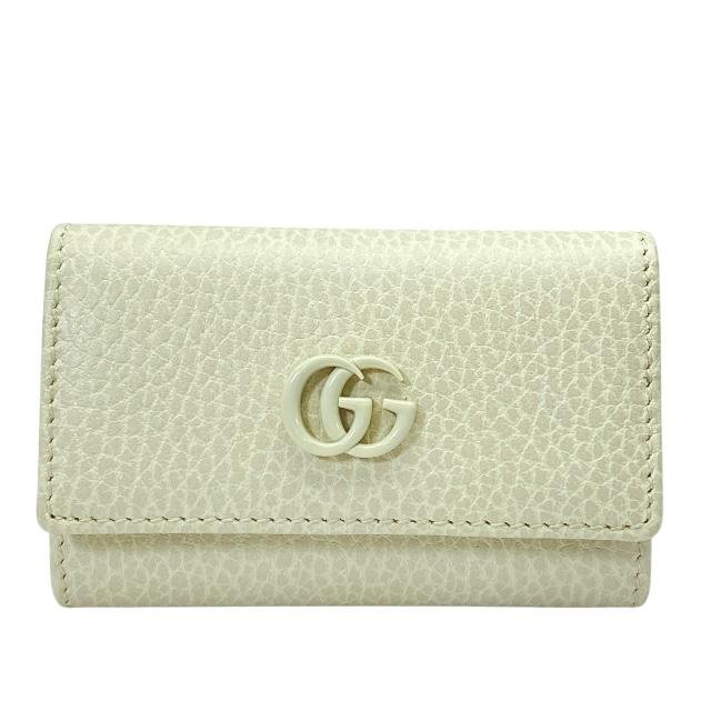 【美品】GUCCI グッチ ダブルG 456118 6連 キーケース キーフック レザー ホワイト 白