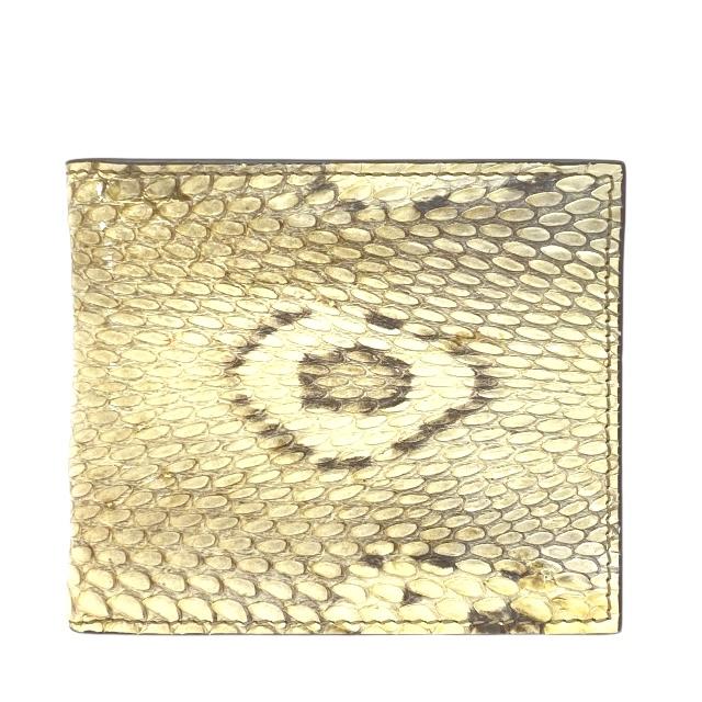 【希少】GUCCI グッチ 財布 二つ折り財布 折り財布 コンパクトウォレット ミニ財布 札入れ パイソン アイボリー系