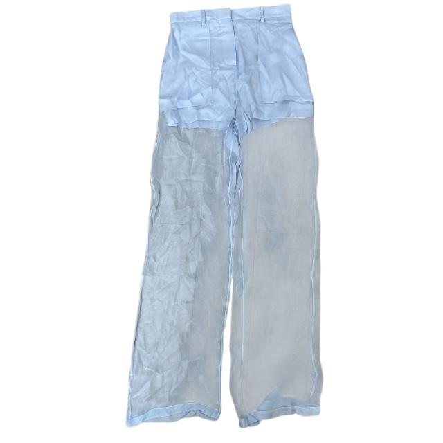 【未使用】BURBERRY バーバリー 4567725 シアー シルク パンツ ボトムス シースルー ライトブルー[サイズ 38]のサムネイル