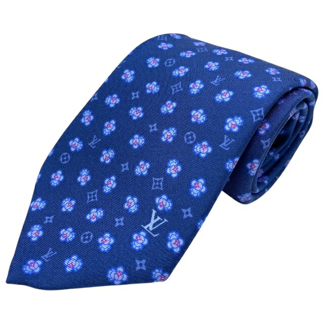 良品 ルイヴィトン M78028 ヴィヴィエンヌ スウィング ネクタイ レギュラータイ モノグラム シルク ブルー LOUIS VUITTON