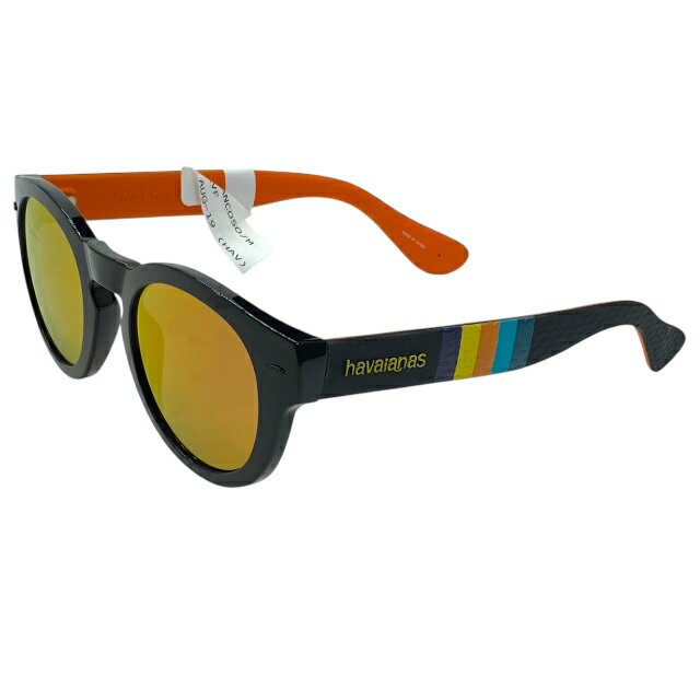 ハワイアナス TRANCOSO/M KVFUW 49□24 145 サングラス アイウェア トランコソ ラウンドフレーム ブラック オレンジ Havaianas