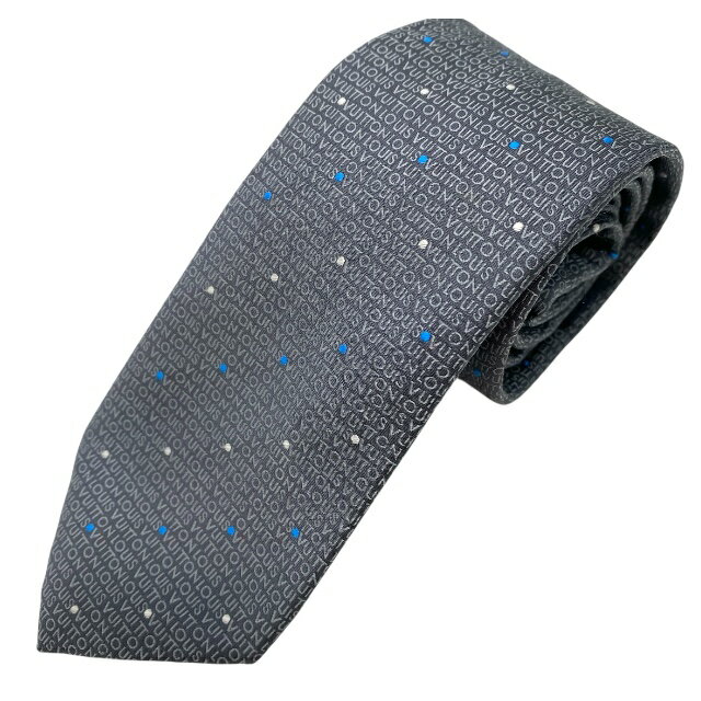 ルイ ヴィトン M78043 ネクタイ レギュラータイ クラヴァット シグネチャー ストライプ シルク ロゴ グレー LOUIS VUITTON