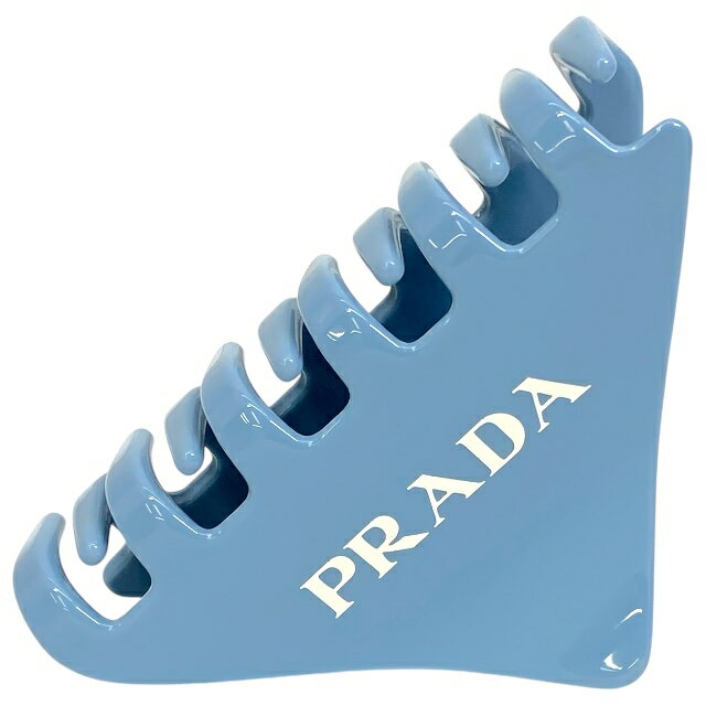 プラダ 1IF109_2CLP_F0076 プレックス ヘアクリップ ロゴ バレッタ 髪留 ピン ヘアアクセサリー ライトブルー ホワイト PRADA レディース 女性 メンズ 男性 ユニセックス ギフト プレゼント バッグ カバン 財布 小物