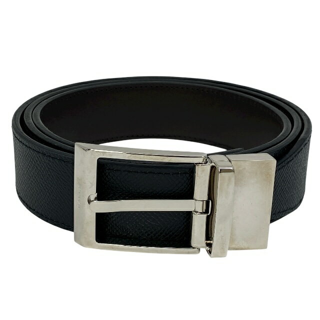 未使用 バリー 6212791 リバーシブル ベルト アクセサリー ロゴ レザー ブラック ブラウン シルバー金..