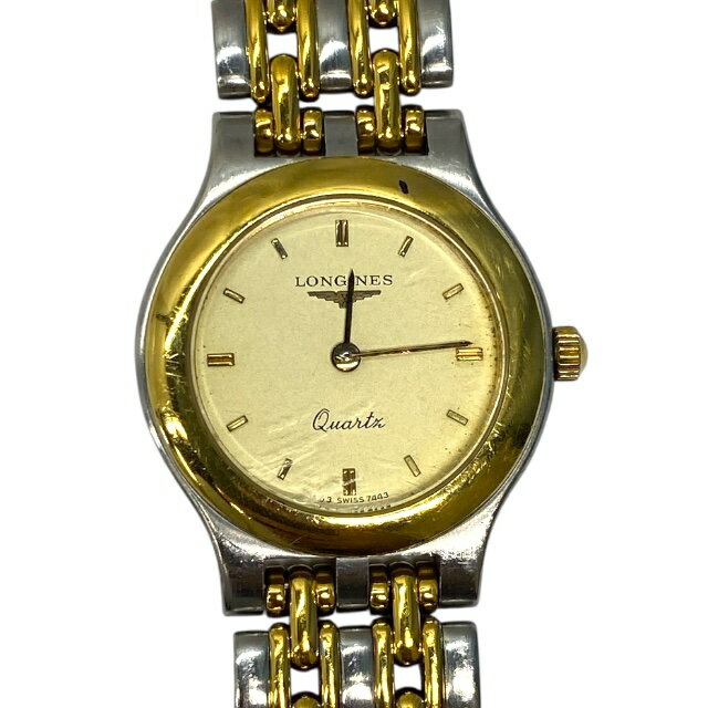 稼働品 ロンジン 7443 腕時計 時計 クオーツ アナログ ゴールド シルバー ステンレススチール レディース LONGINES 高級感 上品デザイン 人気モデル