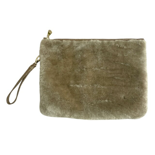 ムータ ムートン クラッチバッグ セカンドバッグ ファー ベージュ ゴールド muta レディース 美品 正規品 上品なデザイン 高級感ある仕上がり 大人コーデにおすすめ