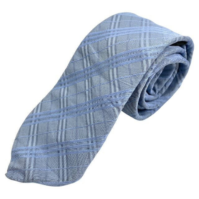 バーバリー ブラックレーベル ネクタイ レギュラータイ ロゴ チェック シルク ライトブルー 水色 BURBERRY BLACK LABEL メンズ 人気 定番 上品 ビジネス