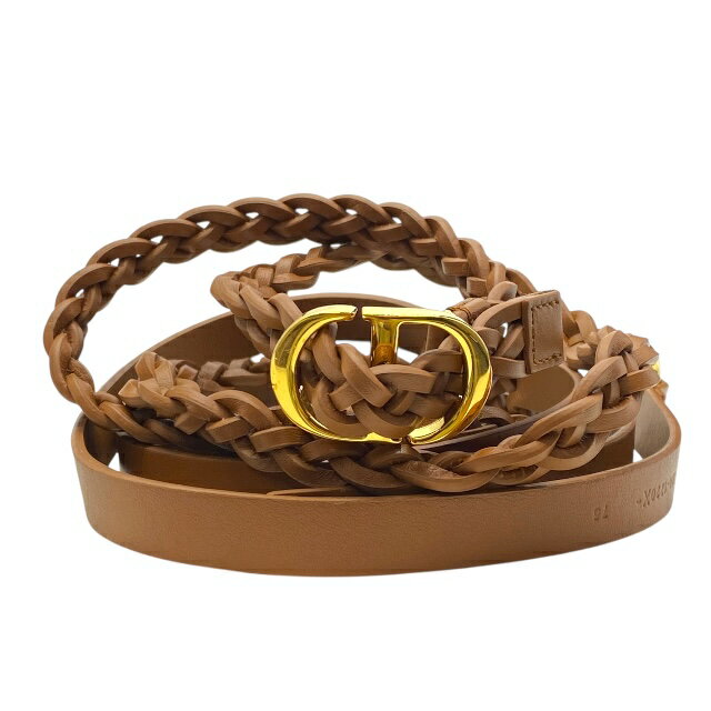 ディオール B0088UBCW44M90 ベルト ダブルベルト ロゴ バックル メッシュ レザー GP ブラウン×ゴールド Christian Dior レディース 人気 定番 上品 高級感 エレガント