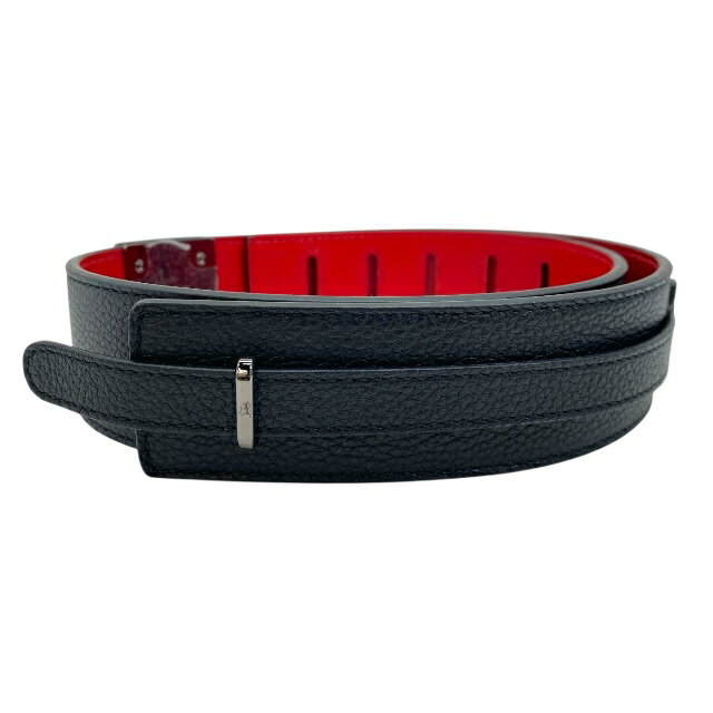 未使用 クリスチャンルブタン 3225024 リバーシブル ウエストベルト スタッズ ベルト レザー ブラック(..