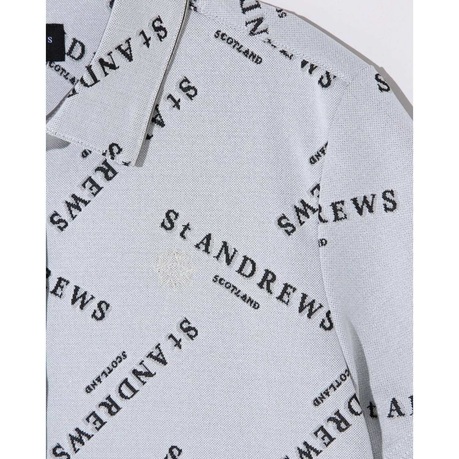 最大1万円OFF 在庫限り×即納 新品 St ANDREWS セントアンドリュース クロッシングロゴジャガード半袖ポロシャツ ゴルフウエア ホワイト 定価26,400円 3160308 [Sサイズ] 吸汗速乾 ストレッチ 通気性 動きやすい 快適設計