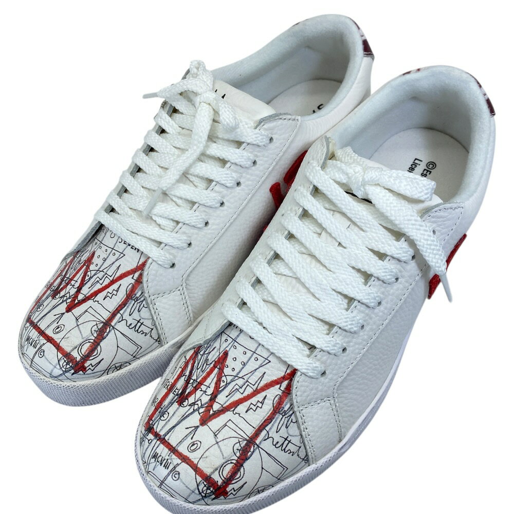 Rakuten - 美品 サンガッチョ×ジャンミッシェルバスキア にゅ ローカット スニーカー シューズ 靴 レザー Sangacio×JEAN MICHEL BASQUIAT(サイズJP24cm) 上品 洗練 高級感 軽量 実用性 存在感