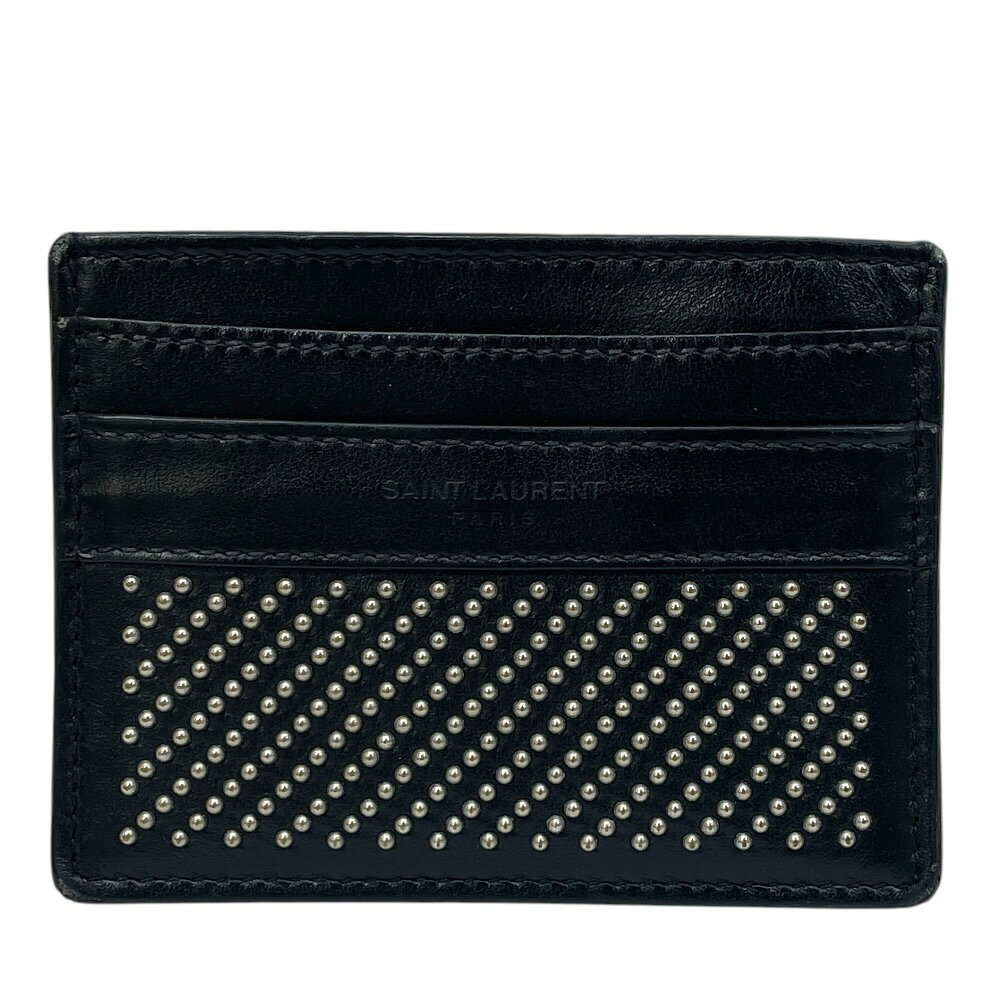Rakuten - サンローラン スタッズ カードケース 名刺入れ パスケース レザー ブラック シルバー 375949・1019 SAINT LAURENT 上品 高級感 洗練 スタイリッシュ モード コンパクト 実用的 デイリー 使いやすい 長く使える