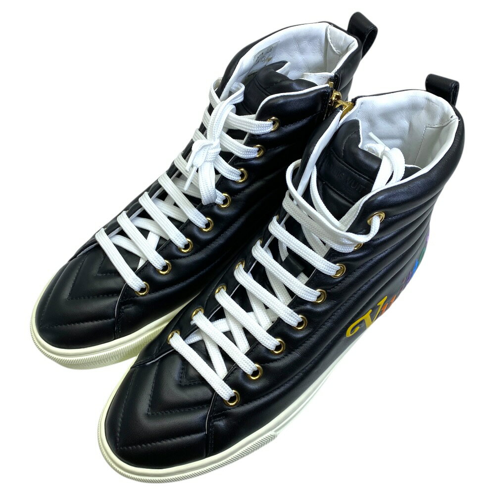 Rakuten - 美品 ルイ ヴィトン ハイカットスニーカー Vuittonロゴ キルティング風レザー ブラック CL0149 LOUIS VUITTON[サイズ36 1/2(約23.5cm)] 上品 高級感 存在感 洗練 モードスタイル 都会的 主役級アイテム