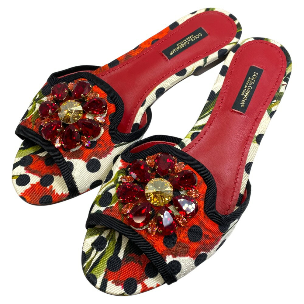 サンダル フローラルプリントミュール DOLCE&GABBANA フラワービジューサンダル 【新品未使用】DOLCE&GABBANA 花柄 【公式 25cm 靴