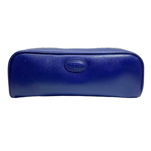 TOD'S トッズ ポーチ 小物入れ ペンケース メイクポーチ ラウンドファスナー ロゴ レザー ネイビー ブルー TOD'S トッズ ポーチ 小物入れ ペンケース メイクポーチ ラウンドファスナー ロゴ レザー ネイビー ブルー