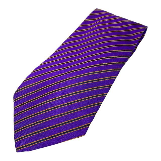 ETRO エトロ ネクタイ アクセサリー 小物 総柄 ストライプ シルク パープル マルチカラー