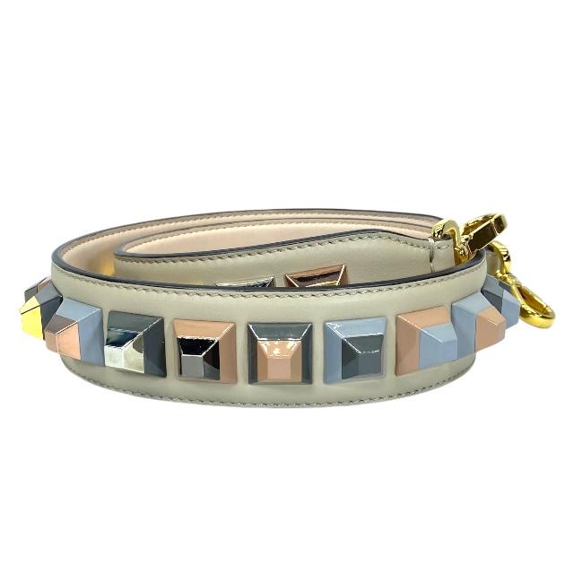 FENDI フェンディ ストラップユー ショルダーストラップ アクセサリー 小物 レザー スタッズ ピンクベ..