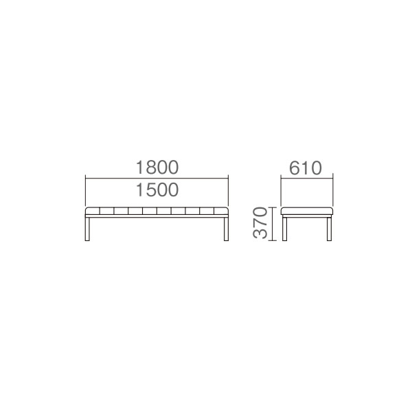 ロビー用ベンチ 背なし MC-428 幅1800×奥行き610×座の高さ370mm【MC-428】 [3]