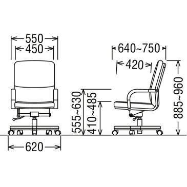 カリモク　デスクチェア/　布張り　デスクチェアー（トーションバー）　幅625mm【XS0510TW】