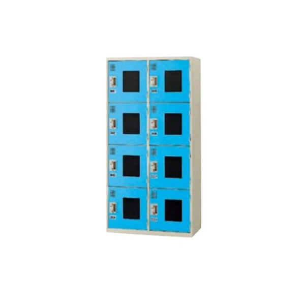 コインロッカー　コインリターン式　8室アクリル窓付　幅900×奥行き455mm【KR-2408AN】