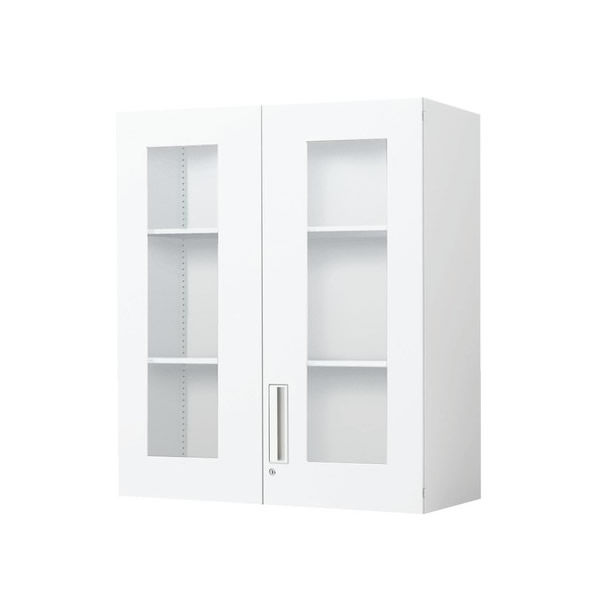 【最大3年保証】コクヨ　エディア　収納システム　高さ1050mmタイプ　上置き　ガラス両開き扉　幅800×奥行450×高さ1050mm【BWU-SGU58SAW】