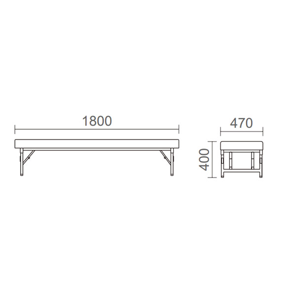 折りたたみロビー用ベンチ 背なし MC-7BS 幅1800×奥行き470×座の高さ400mm【MC-7BS】 [3]