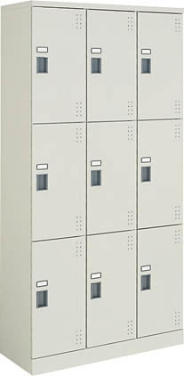 コクヨ 9人用スクールロッカー(3列3段中棚板・コートフック付き) 標準扉 ダイヤル錠 ※受注生産品【SLK-HT9G】