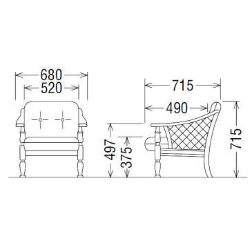カリモク　ソファ/コロニアル　WC10モデル　平織布張　肘掛椅子【WC1000AK】
