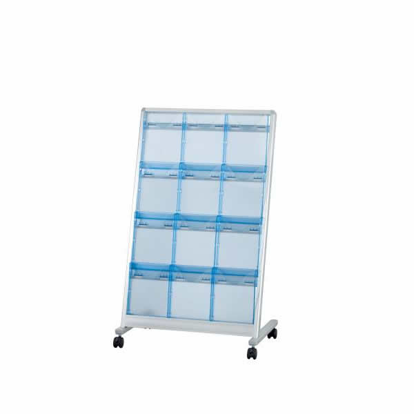 パンフレットスタンド(傾斜型)　カセット12個付　【国産】【AS-PF12N】