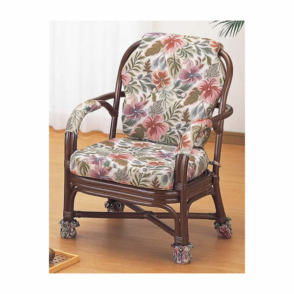 1人掛けラタンソファ/　アームチェアー　ロータイプ【I-S-656B】