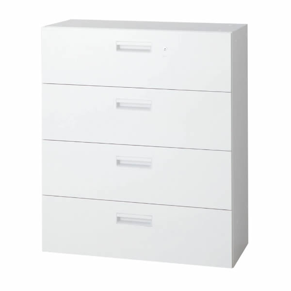 L6 ラテラルファイリングキャビネット(4段) 幅900×奥行400×高さ1050mm 下置き B5引出し×4段 (648-426)【L6-A105H-4】