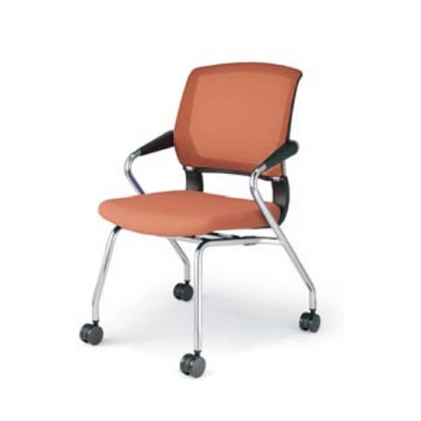 コクヨ　会議用イス　サテリテ　4本脚タイプ　メッキ脚　肘付き　キャスター付き【CK-M791C】