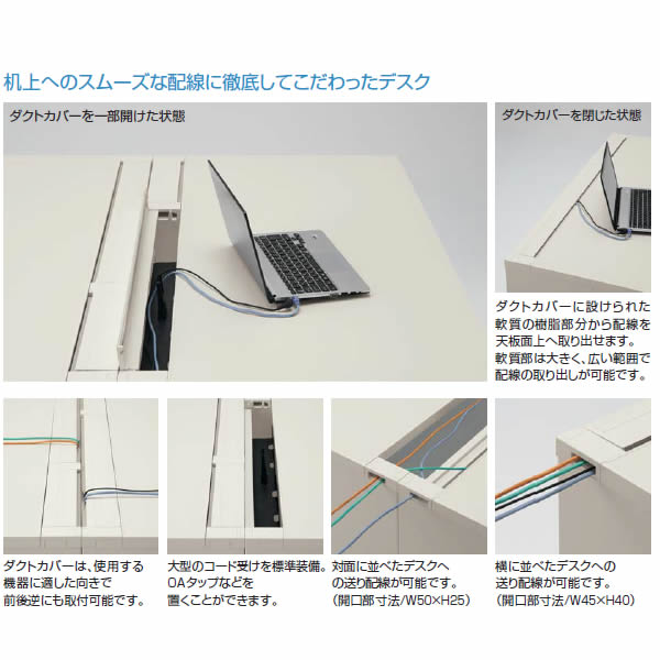 MXVデスクシステム 片袖デスク3段(ロングストローク引き出し) 幅1000mm【DMX-LC3W1007-F1F11】 [3]