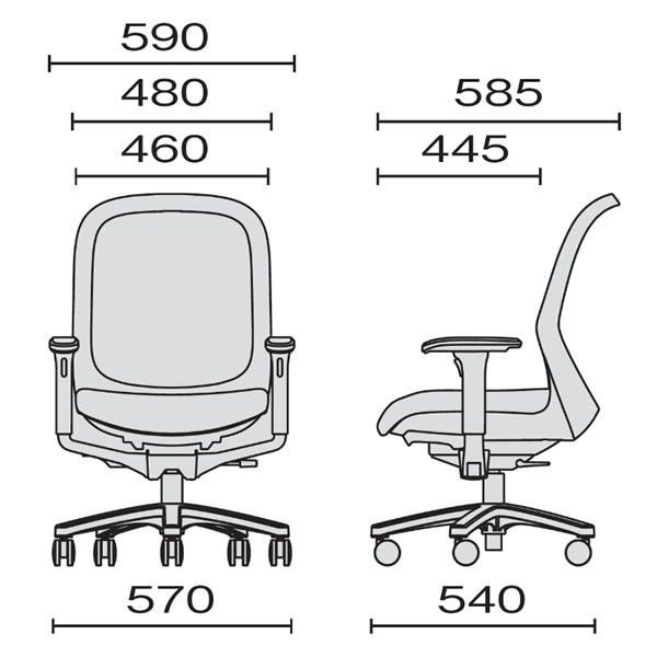 オフィスチェア Fita フィータ ブラックフレーム アジャスト肘タイプ【KD-FT60ML】 [3]