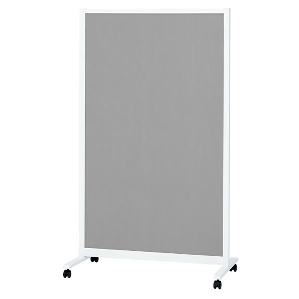 パーティションホワイトボード（片面掲示板タイプ）　キャスタータイプ　掲示面カラーグレー　幅907×奥行490×高さ1540mm　（428-042）【KWC-0915BSK-GY】