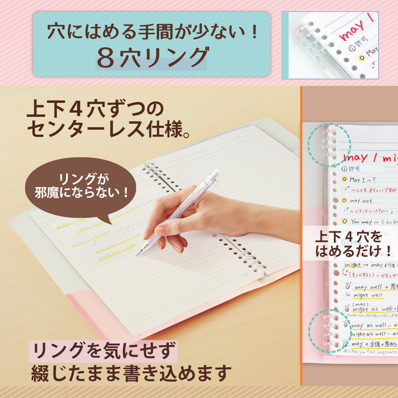 プラス(PLUS) ルーズリーフバインダー スリム B5 縦 Pasty パスティ チェリーピンク 98-791　FC-790PR