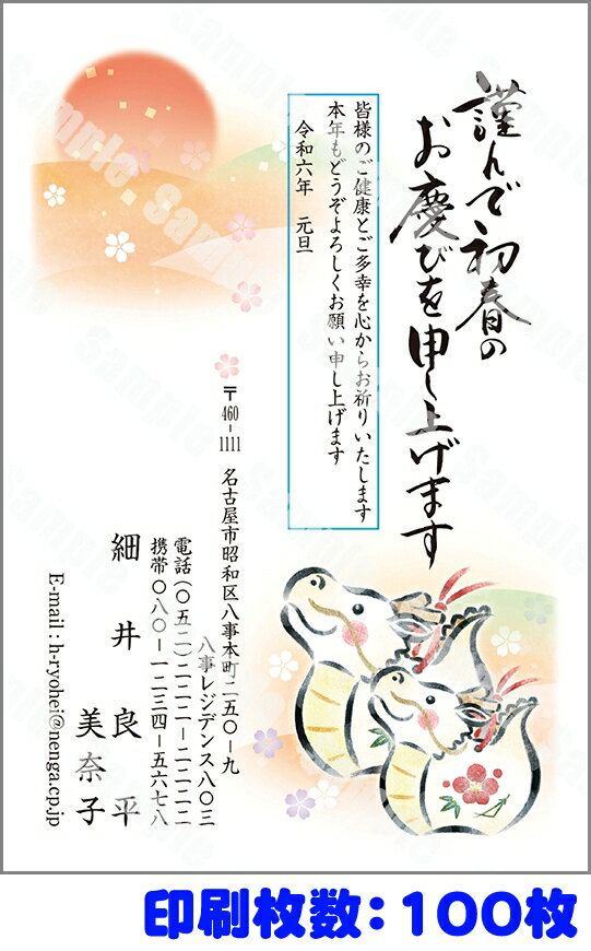 【最大2,000円オフCOUPON 1月1日-6日9時59分まで】全328柄 2024年度版 辰年 郵政お年玉付き年賀はがき(官製年賀葉書) 年賀状印刷 100枚 フルカラー年賀状 25014pr_100
