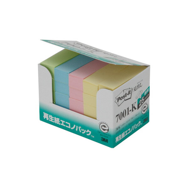 【4月20日-30日1時59分までエントリー＆2店舗合計5,000円以上で最大10万ポイント】スリーエムジャパン【3M】〈旧住友3M〉 ポスト イット(Post It)エコノパック製品シリーズ 見出し 混色（4色） 100枚×25個パック 7001-K