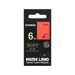 カシオ CASIO ネームランドテープ 赤に黒文字 6ミリ幅 XR-6RD ラベルライター 整理 収納 NAMELAND 純正