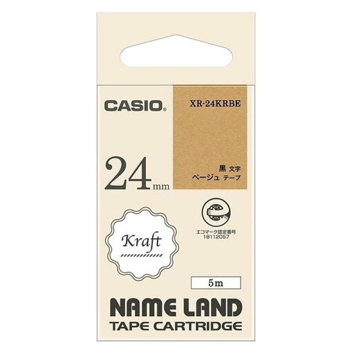 カシオ Casio ネームランドテープ クラフト ベージュ 24mm XR-24KRBE ラベル 手書き カシオ Casio ネームランドテープ クラフト ベージュ 24mm XR-24KRBE ラベル 手書き