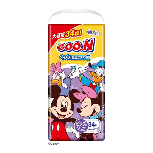 大王製紙 エリエール グーン ぐんぐん吸収パンツ BIG大サイズ 34枚 21000732 GOO.N ベビー用品 紙おむつ ディズニー 男女兼用 BIG大サイズ 大王製紙 エリエール グーン ぐんぐん吸収パンツ BIG大サイズ 34枚 21000732 GOO.N ベビー用品 紙おむつ ディズニー 男女兼用 BIG大サイズ