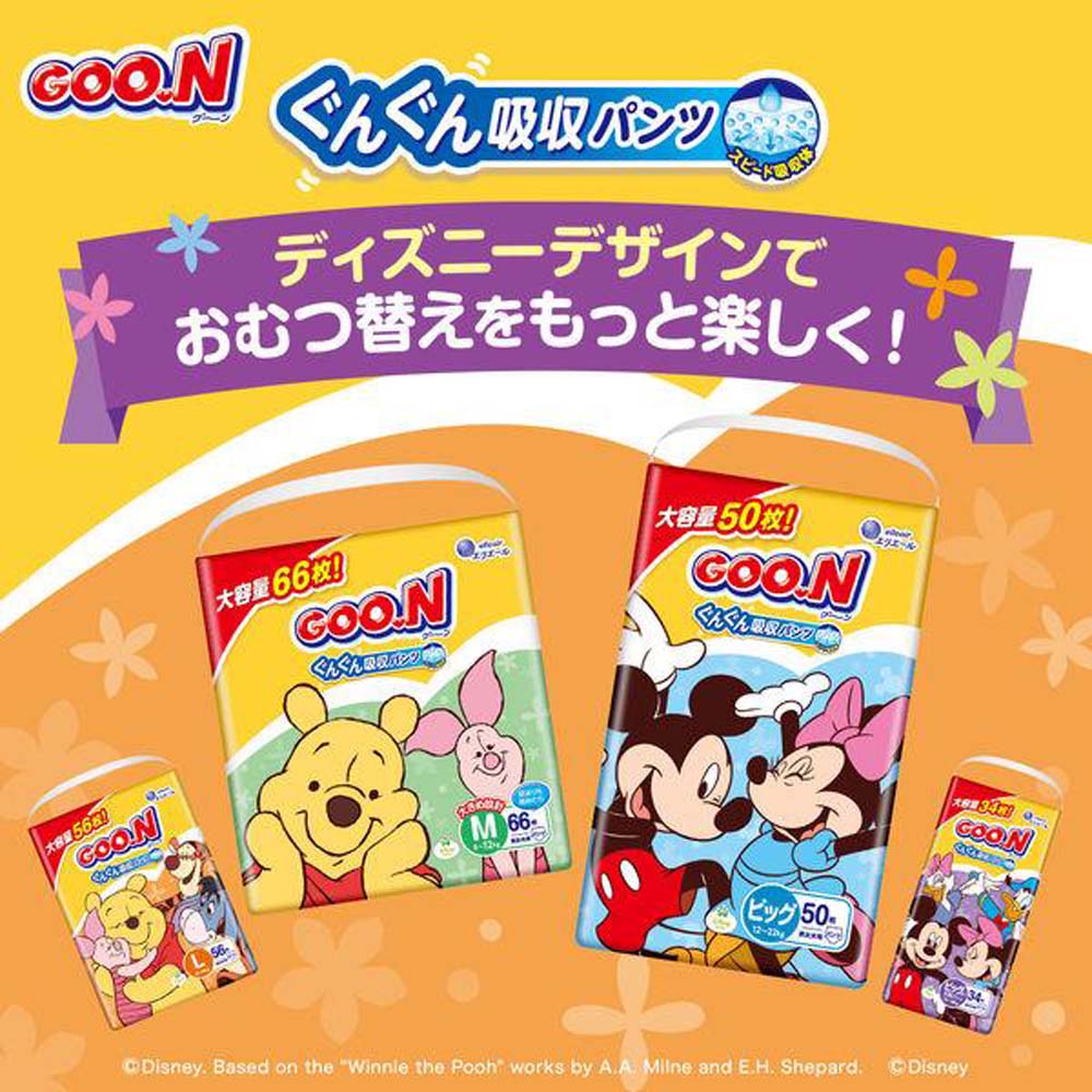 大王製紙 エリエール グーン ぐんぐん吸収パンツ BIG大サイズ 34枚 21000732 GOO.N ベビー用品 紙おむつ ディズニー 男女兼用 BIG大サイズ