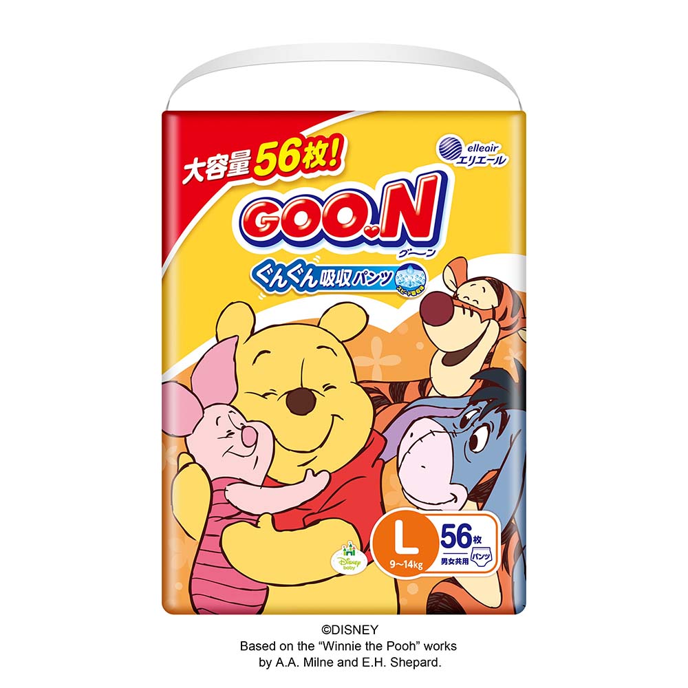 グーン ぐんぐん吸収パンツ Lサイズ 56枚入り 21000730 エリエール GOO.N GOON 大王製紙 ディズニー Diseny 体重目安：9kgから14kg