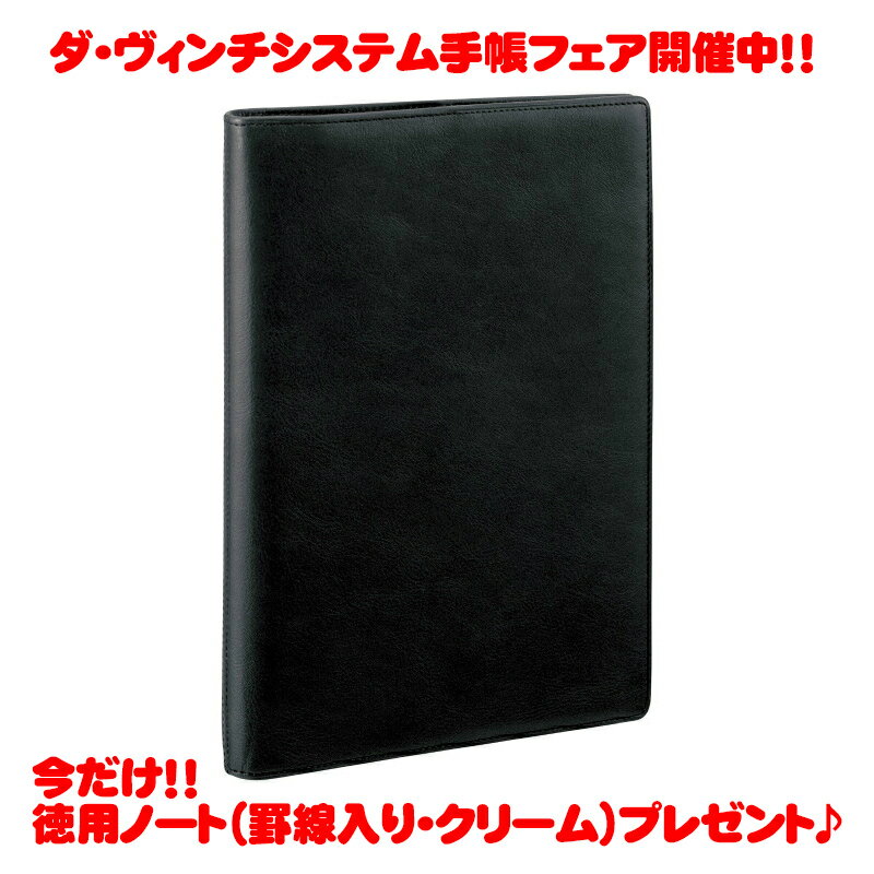 ダ・ヴィンチ 手帳 【ラッピング無料】【名入れ可(有償)】 レイメイ藤井 Raymay ダ・ヴィンチ ダヴィンチ システム手帳 スリムサイズ A5 ブラック ビジネス スタンダード スーパーロイスレザー リング15mm ダブルペンホルダー JDA3003B