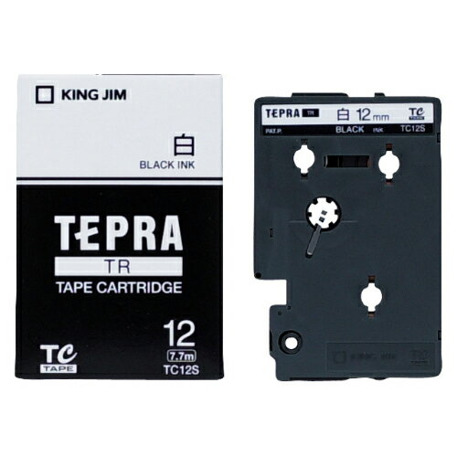 キングジム＜KING JIM＞テプラ TRテープカートリッジ 白ラベル 黒文字 TC12S-H 12mm幅 7.7m