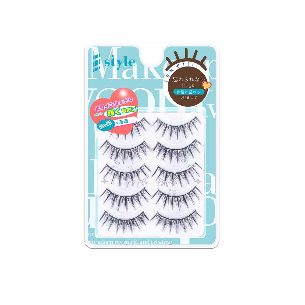 KORE シャープスタイル イージーアイラッシュ 01 5ペア EASY EYELASH SERIES 人気 つけまつげ 品質 透明芯 柔らかい ナチュラル 再利用可能