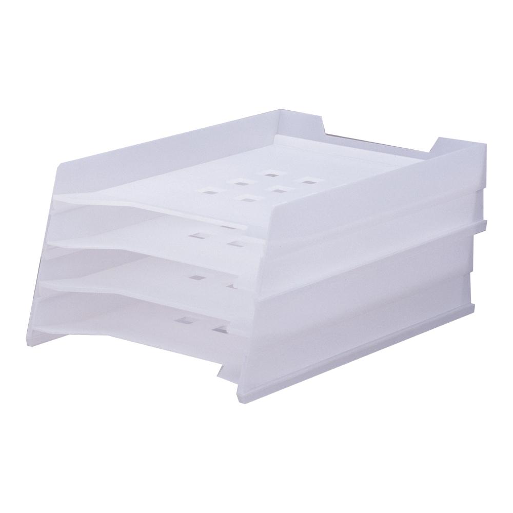 【最大2,000円オフCOUPON 2月1日-6日9時59分まで】LIHIT LAB.＜リヒトラブ＞ TEFFA マルチレタートレー 4段式 A-7300-1 乳白 (A-7300-乳白)