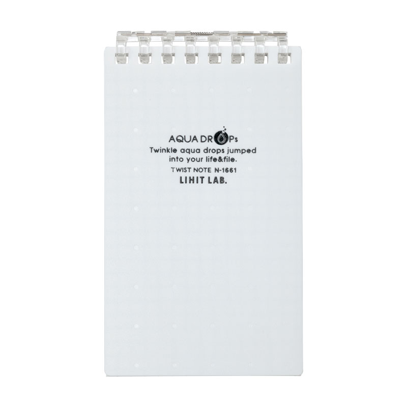 LIHIT LAB.＜リヒトラブ＞ AQUA DROPs＜アクア ドロップス＞ ツイストリング・ノート メモサイズ(A7サイズ) 8穴 方眼罫 白 N1661-0(N-1661-0)